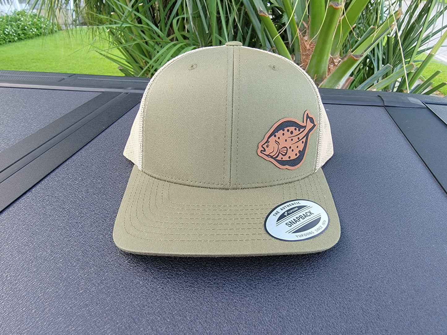 Laser Engraved Summer Flounder Fluke Patch Trucker Hat