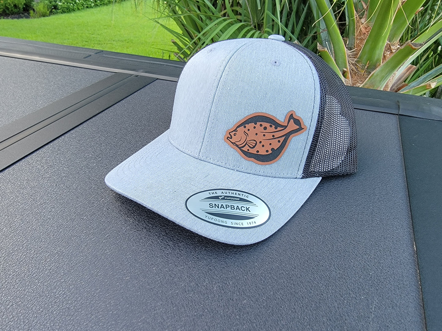 Laser Engraved Summer Flounder Fluke Patch Trucker Hat