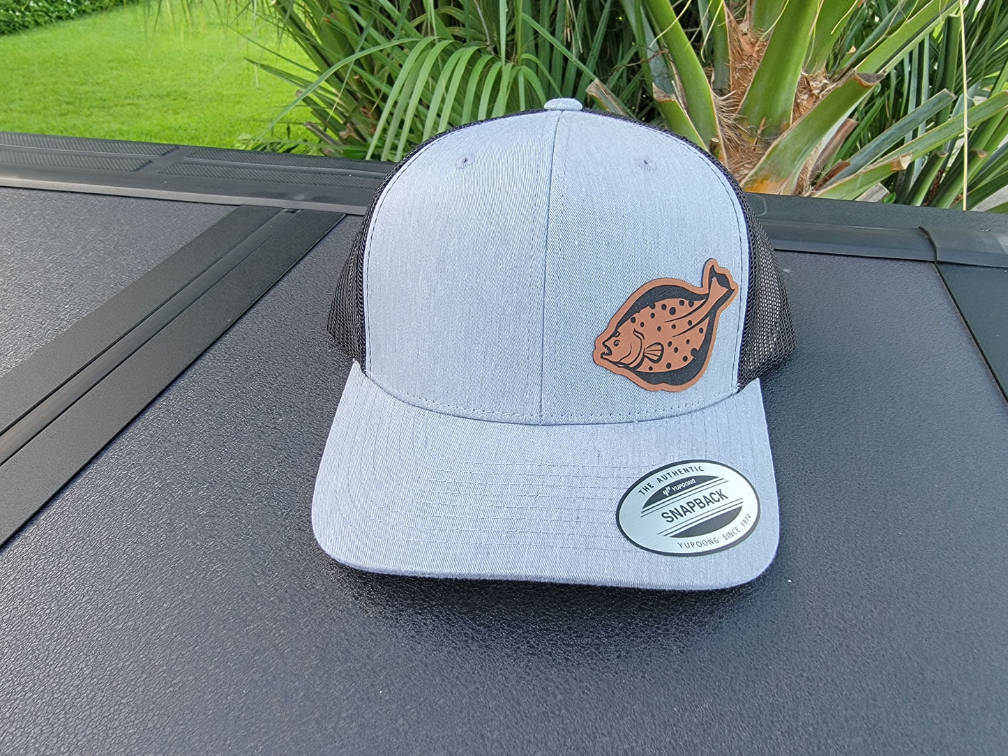 Laser Engraved Summer Flounder Fluke Patch Trucker Hat