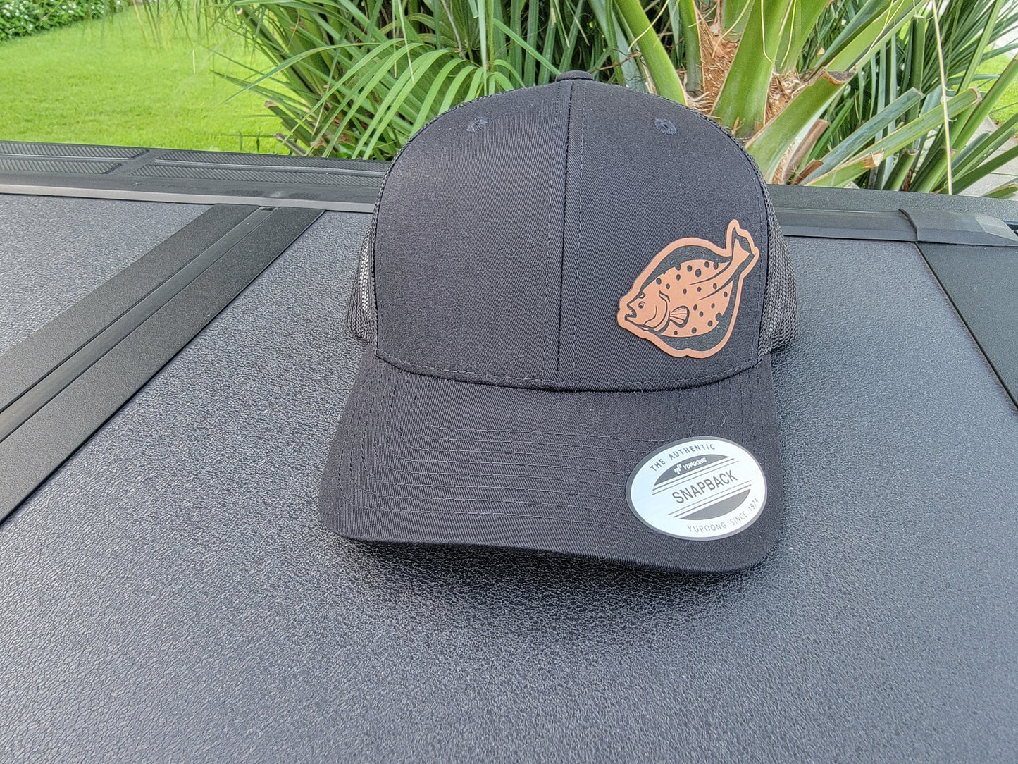 Laser Engraved Summer Flounder Fluke Patch Trucker Hat