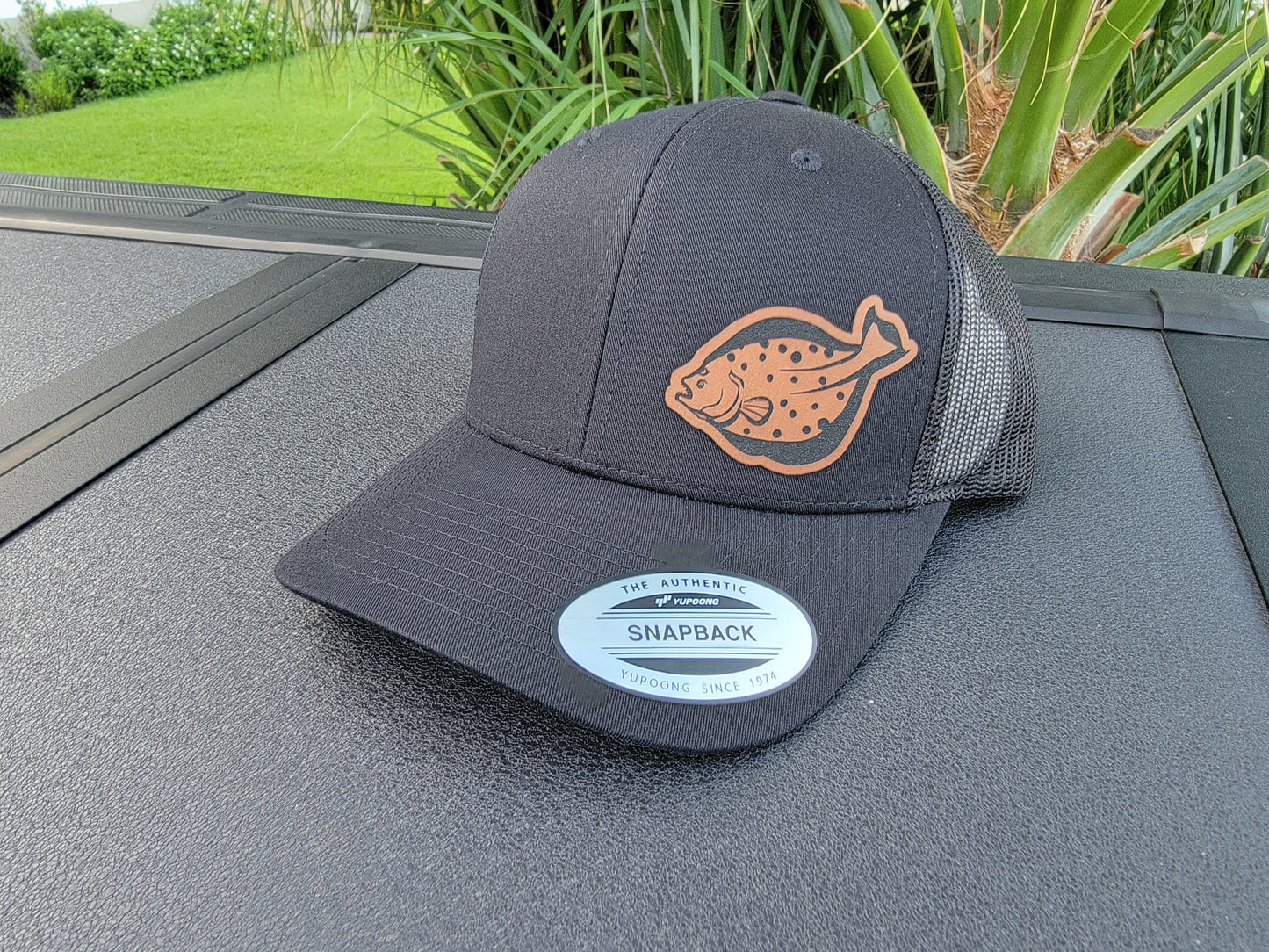 Laser Engraved Summer Flounder Fluke Patch Trucker Hat