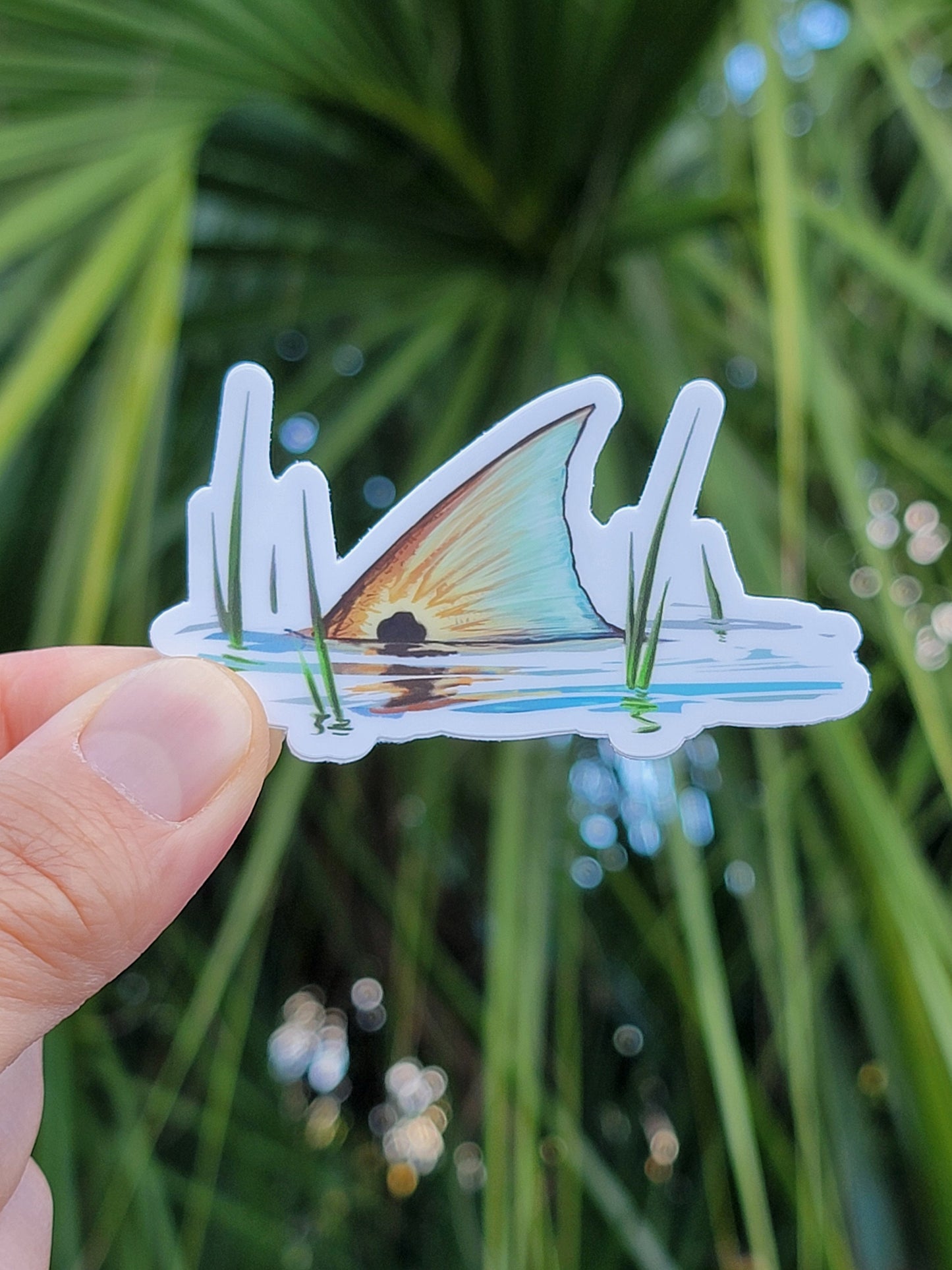 Tailing Redfish Sticker: Vibrant Red Drum Decal for Fishing Enthusiasts